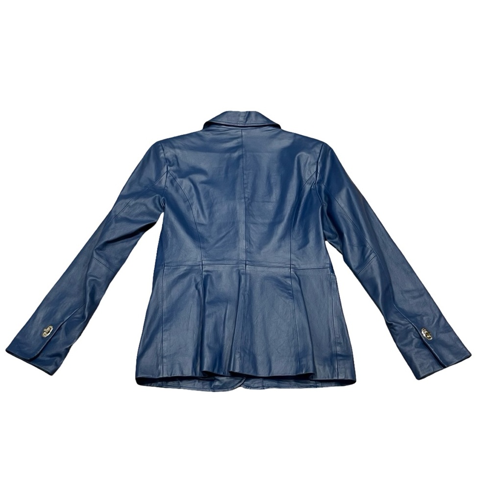 Vintage 100% Leather Jacket Coat With Silver Hardware Hidden Front Pockets Y2K - Picture 4 of 11